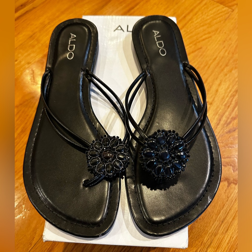 Aldo Black Flip Flops - Size 39